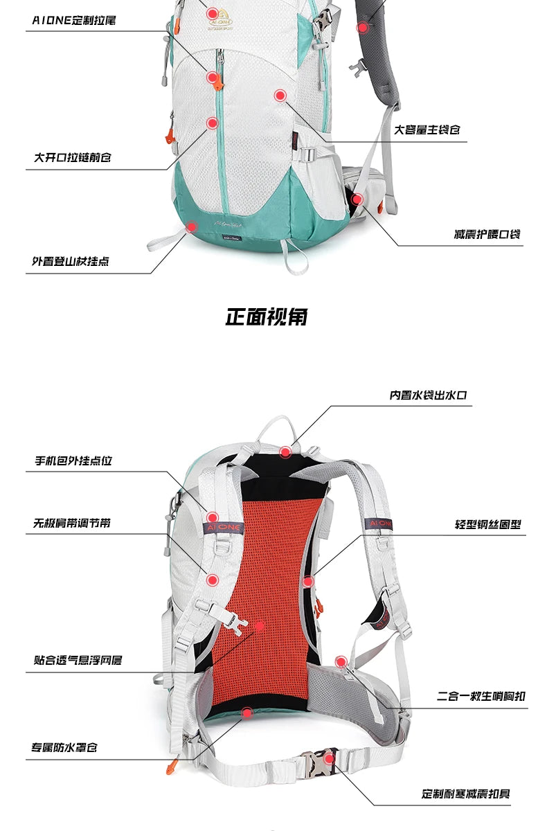 35L Outdoor Backpack Large Capacity Hiking Backpack Lightweight Mountaineering Climbing Bag for Travel Daypack for Trekking