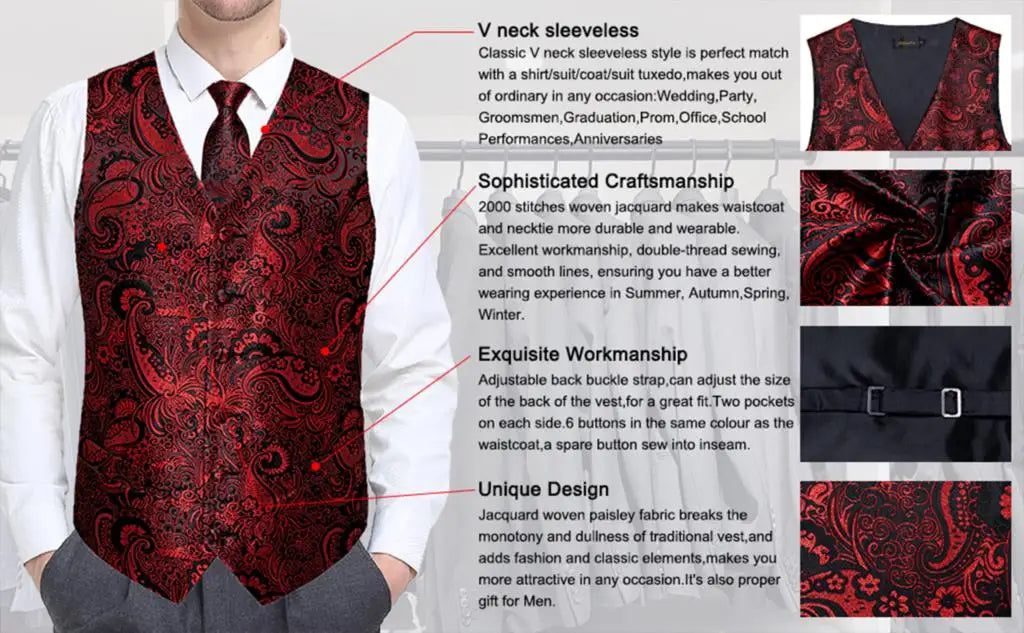 Hi-Tie Silk Mens Waistcoat Tie Set Gold Brown Orange Beige Ivory Khaki Bronze Sleeveless Jacket Suit Vest Necktie Hanky Cufflink