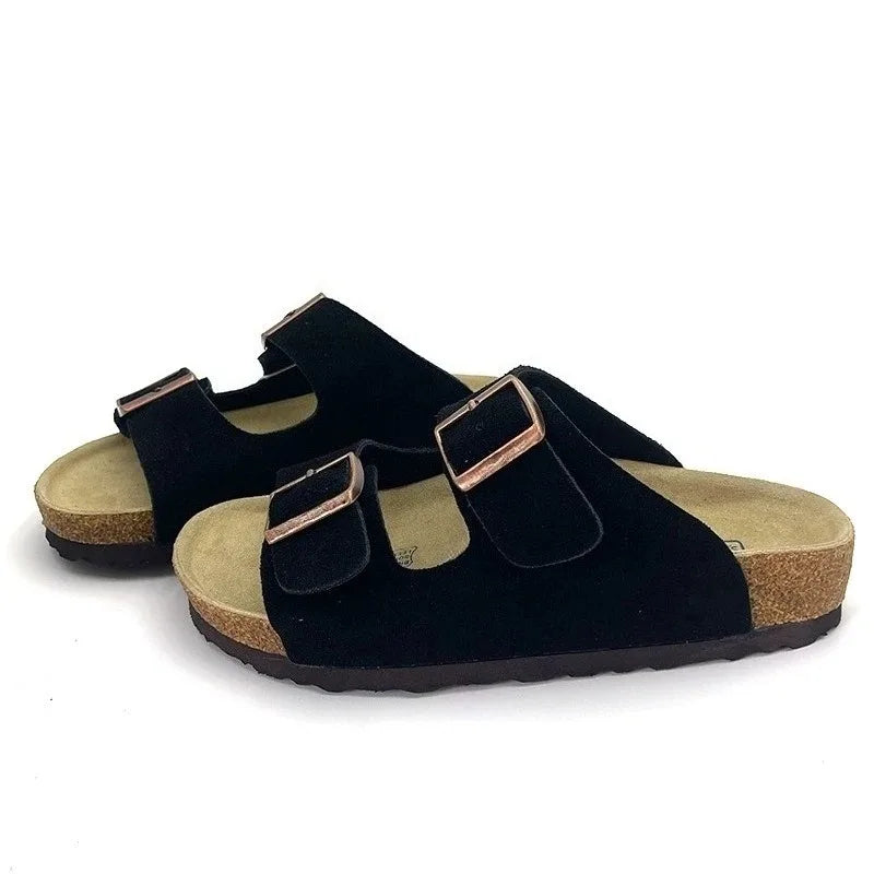 High-quality Vintage Fashion Suede Leather Sandals, Unisex, Spring and Autumn Trendy Premium Slippers