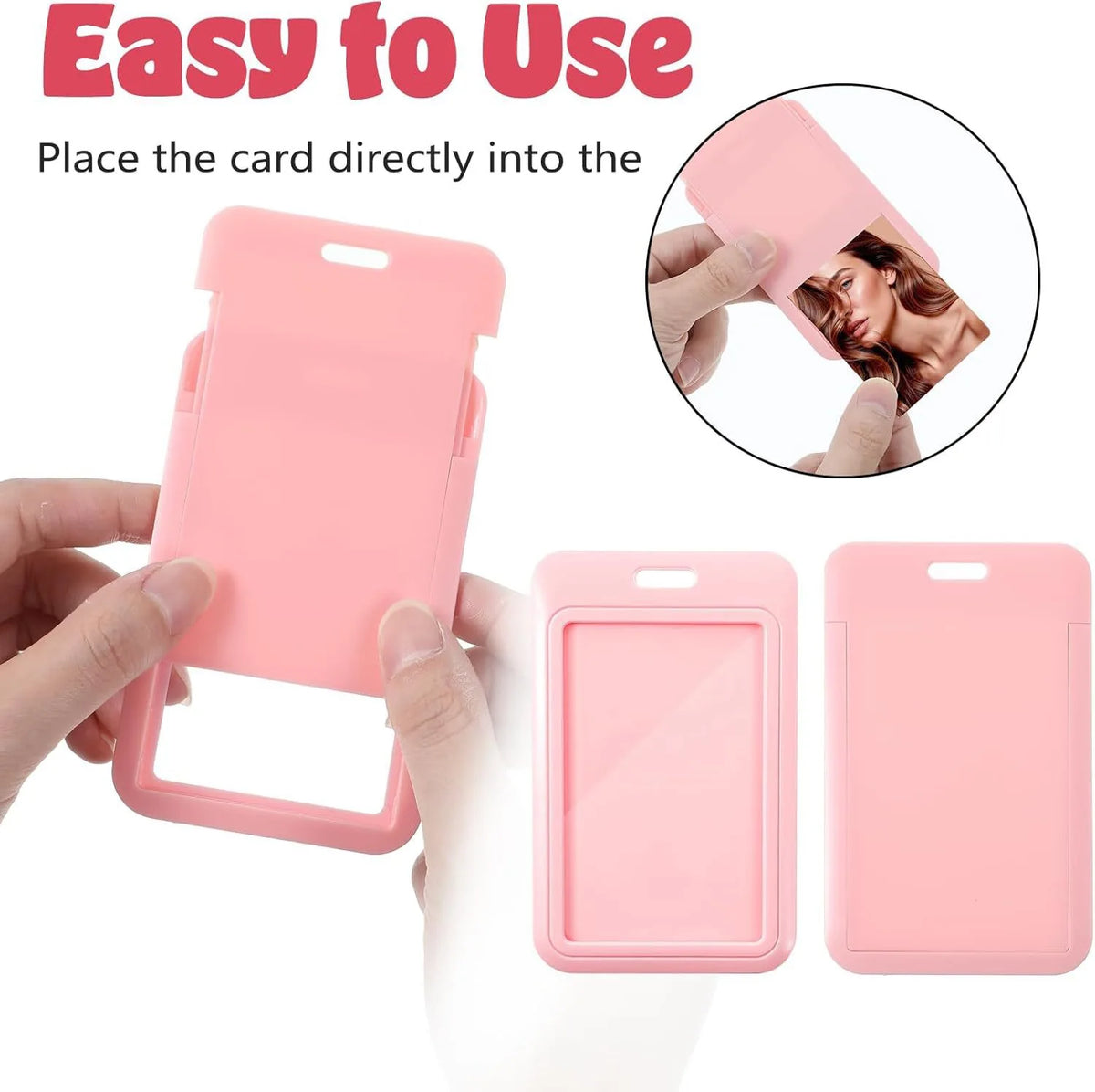 Cute Simple Protective Card Holder with Keychain Colorful Star Retractable Spring Lanyard ID Card Photo Postcard Holder Charms