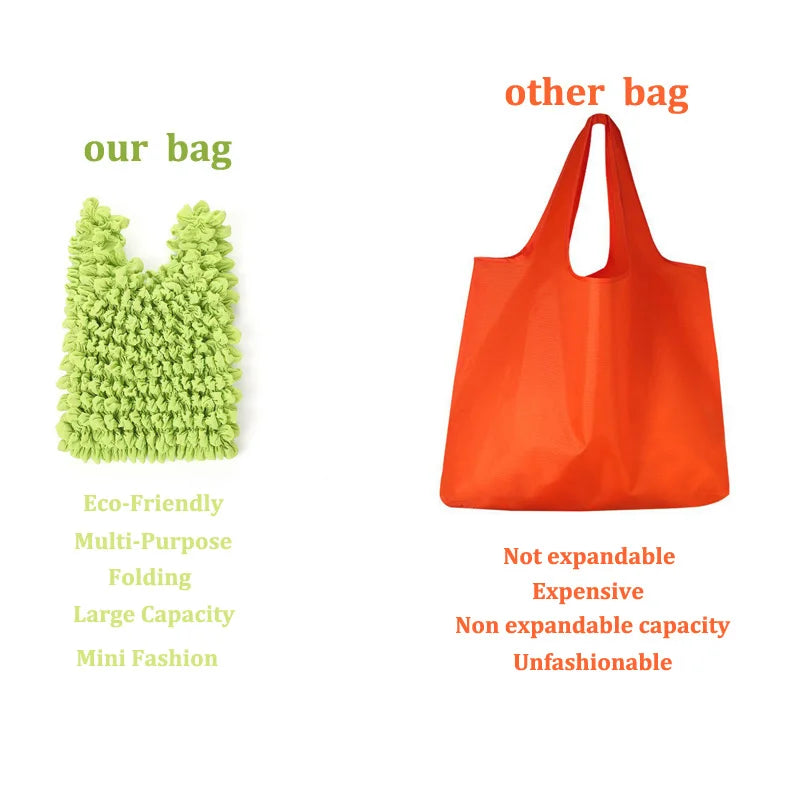 New Bubble Bags Expansion Fold Pleated Flexible Stretch Mini Shopping Bag Large Capacity Elastic Portable Handbag Storage Bag