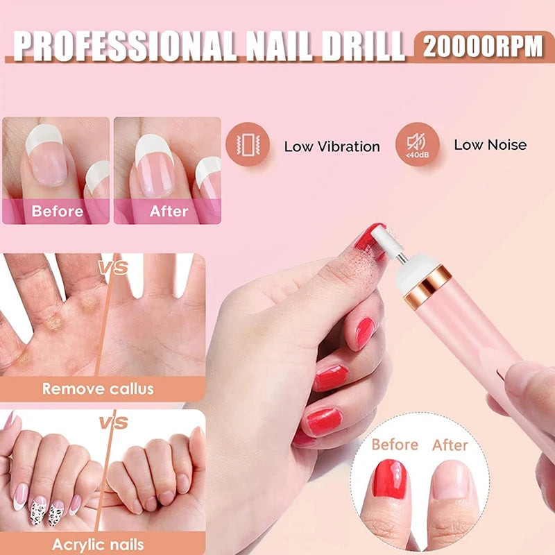 Nail Grooming Set 5-in-1 Professional Electric Machine Lighted Manicure Nail Device Portable Nail File Pedicure Tools Nail Art