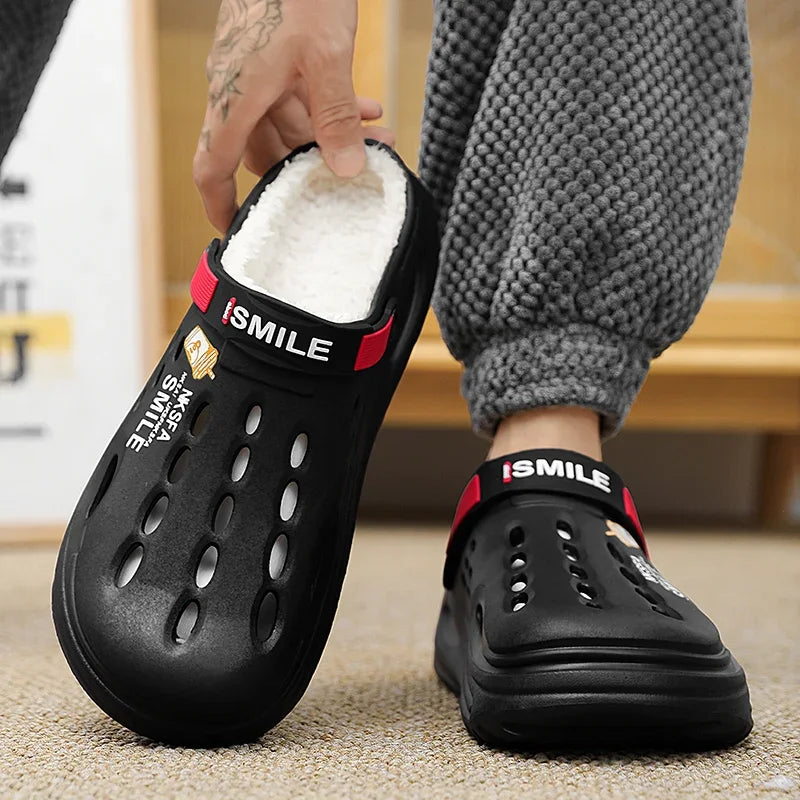 Winter Men Slippers Warm Furry Garden Shoes Soft Indoor Home Cotton Shoe EVA Plush Slides Casual Outdoor Comfortable Fur Clogs