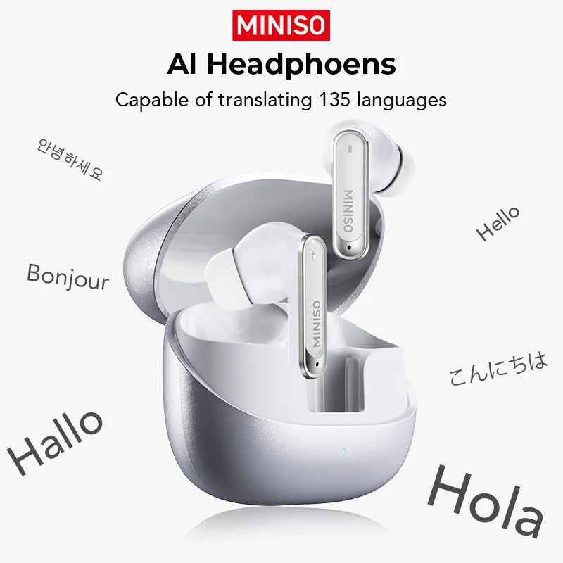 MINISO MS106 Bluetooth Earphones  AI Translator Earbuds TWS Ear Clip Sports Earphones Noise Reduction Wireless Headphones
