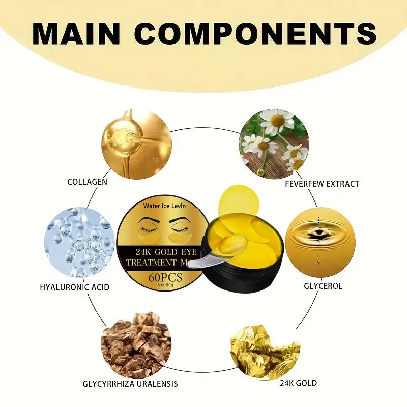 24K Gold Collagen Eye Mask Anti Dark Circles Eyes Bags Moisturizing Anti-Wrinkles Eye Patches Eyes Skin Care Products