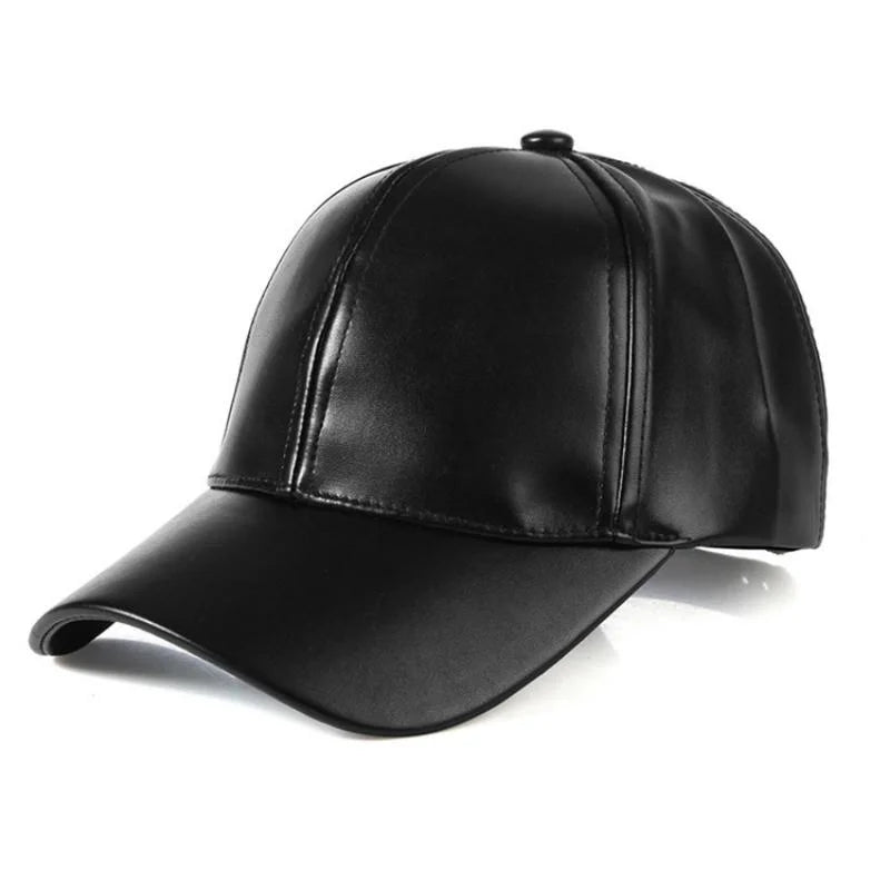 1PC Unisex Solid Men Women Baseball Cap PU Leather HIP HOP Snapback Caps Hats for Men Baseball Caps Black Adjustable Hat