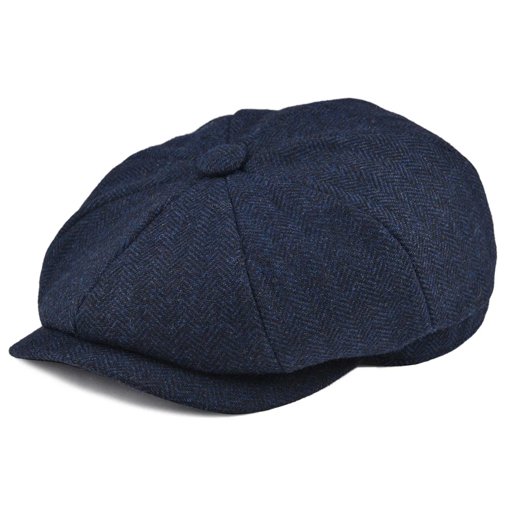 BOTVELA Wool Tweed Newsboy Cap Herringbone Men British Gatsby Retro Hat Driver Flat Cap for Male Vintage Herringbone Beret