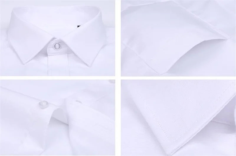 New Men's Fashion Pure Cotton Business Dress Shirts For Man Short Sleeved Shirt White Classic Social Casual Slim Fit Shirt 8XL