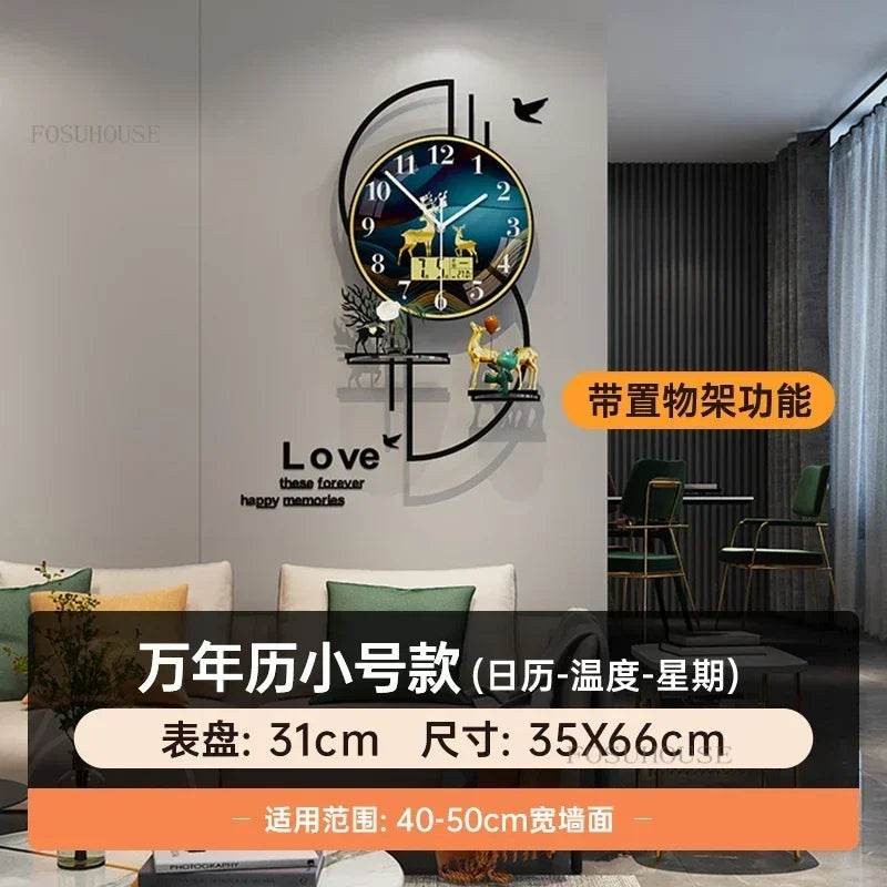 Light Luxury Wall Clocks Creative Home Decor Nordic Simple Living Room Home Wall Clock Luxury Designer Smart Models with Lights