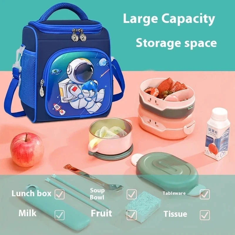 Lunch Bag for Boys Girl Cute Insulated Lunch Box Portable Meal Cooler with Adjustable Shoulder Strap for School Beach Picnic