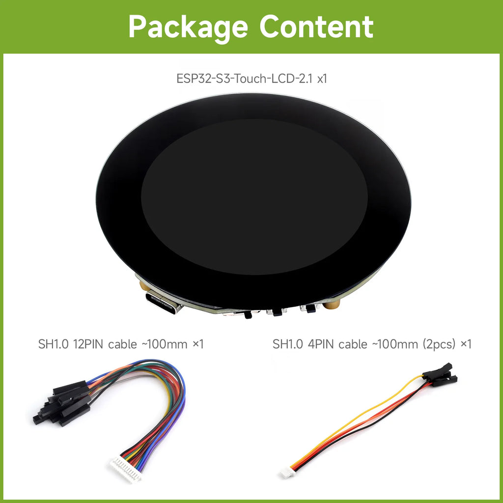 Waveshare ESP32-S3 2.1inch Capacitive Touch Round Display Development Board, 480×480, IPS, Supports WiFi & Bluetooth, 262K Color
