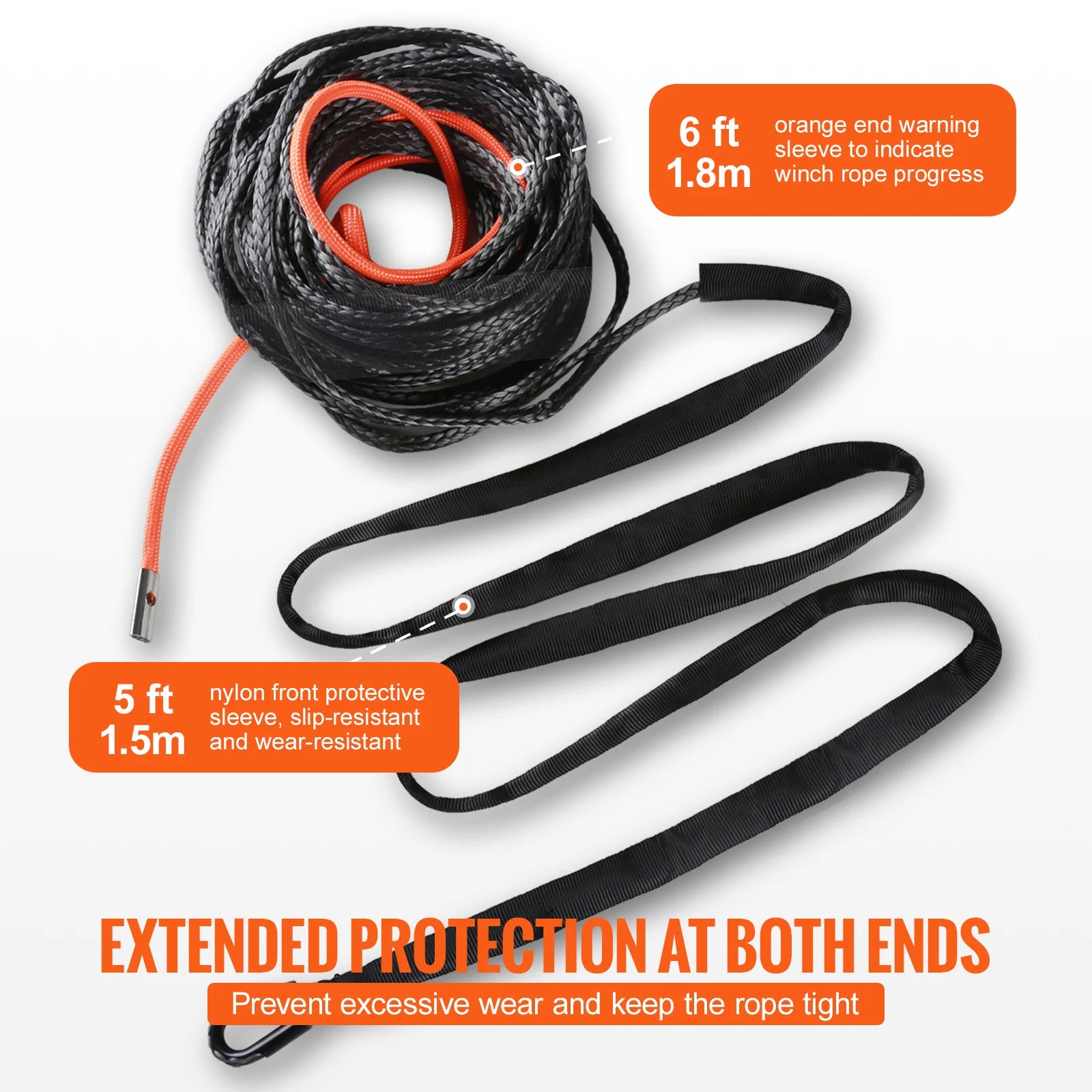 SucceBuy 26500/32000Lbs Synthetic Winch Rope Truck Boat Replacement Line Cable Rope with Forged Hook ATV Car Outdoor Accessories