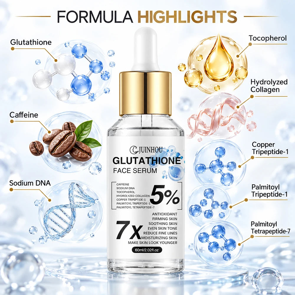 JUINHOU Facial Serum Glutathione Essence Deep Hydration Brightening Serum Reduce Dullness Firming Skin Care For All Skin Types