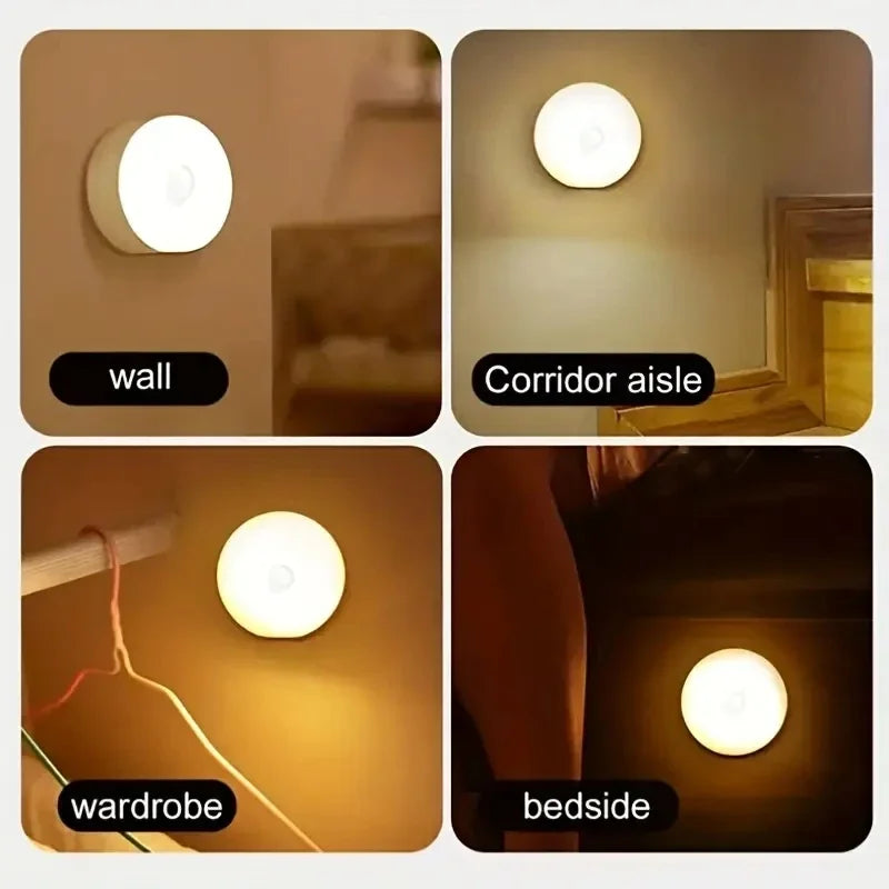 1PC Wireless LED Motion Sensor Night Light for Bedroom Staircase Closet - Energy-Saving Automatic Detector Lamp for Room Decor