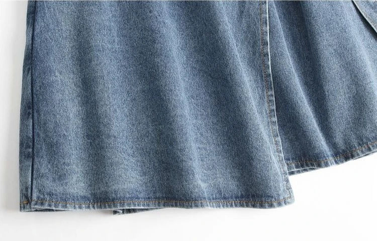 2026 Summer New Slimming Short Sleeve Midi Denim Dress Stylish Trendy Waist Cinching Women's Popular Wear