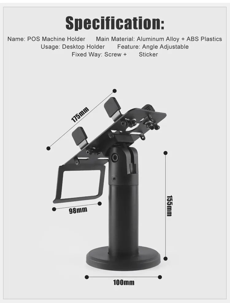 Metal POS Terminal Machine Stand with Adjustable Size Function Suitable for Universal MPOS and POS Machine Devices Bracket Mount