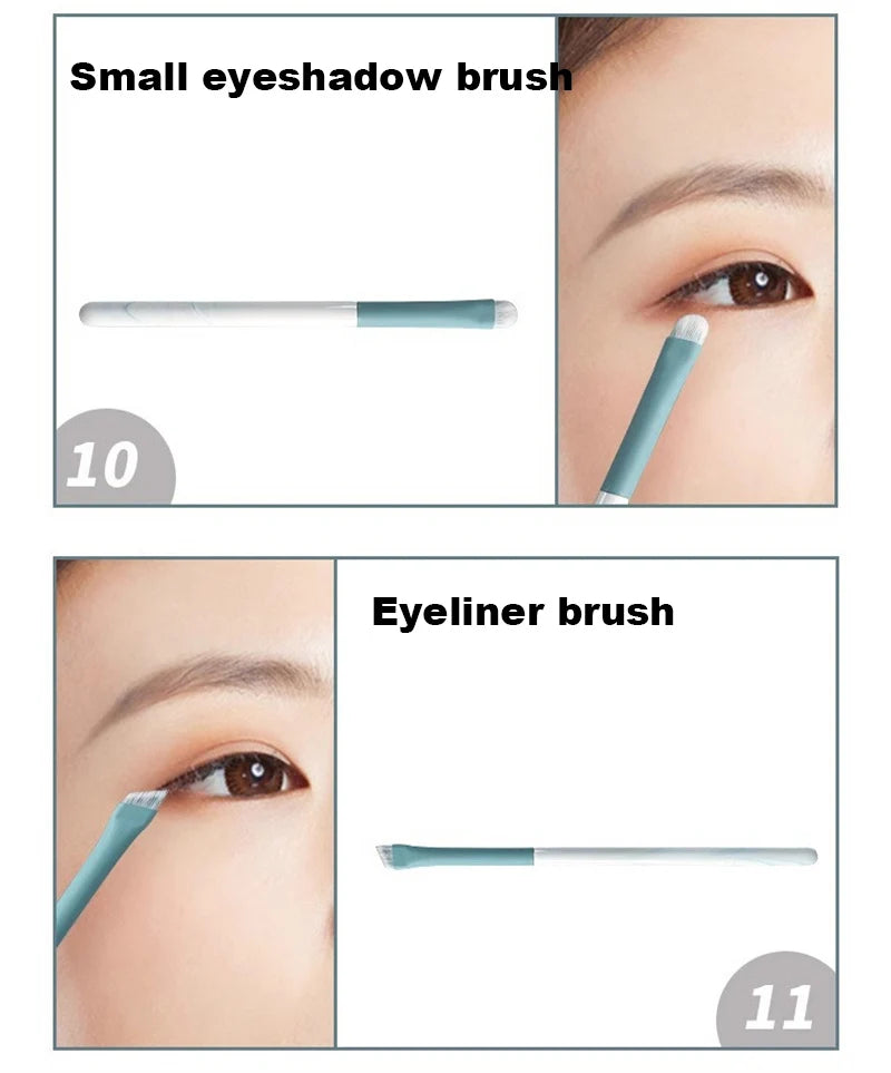 12pcs Makeup Brushes Set Portable Foundation Powder Blending Blush Concealer Synthetic Fiber Bristle Brush Blending Makeup Brush
