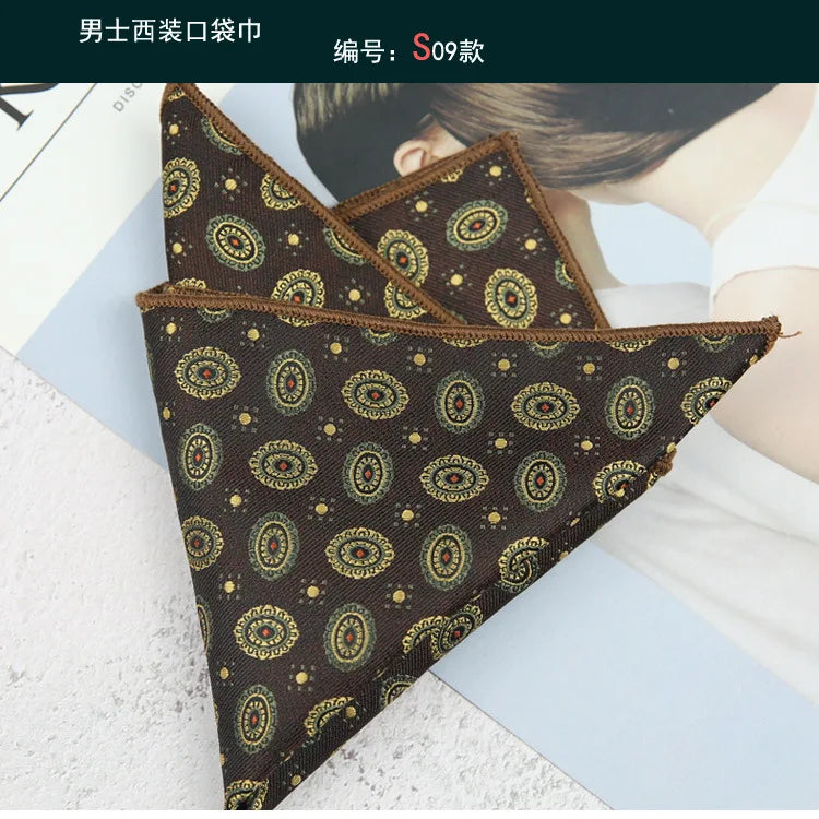 Maillard Men's Suit Pocket Towel Dress Chest Towel Retro Suit Coffee Pattern Small Square Scarf Wedding Fashion 22*22cm
