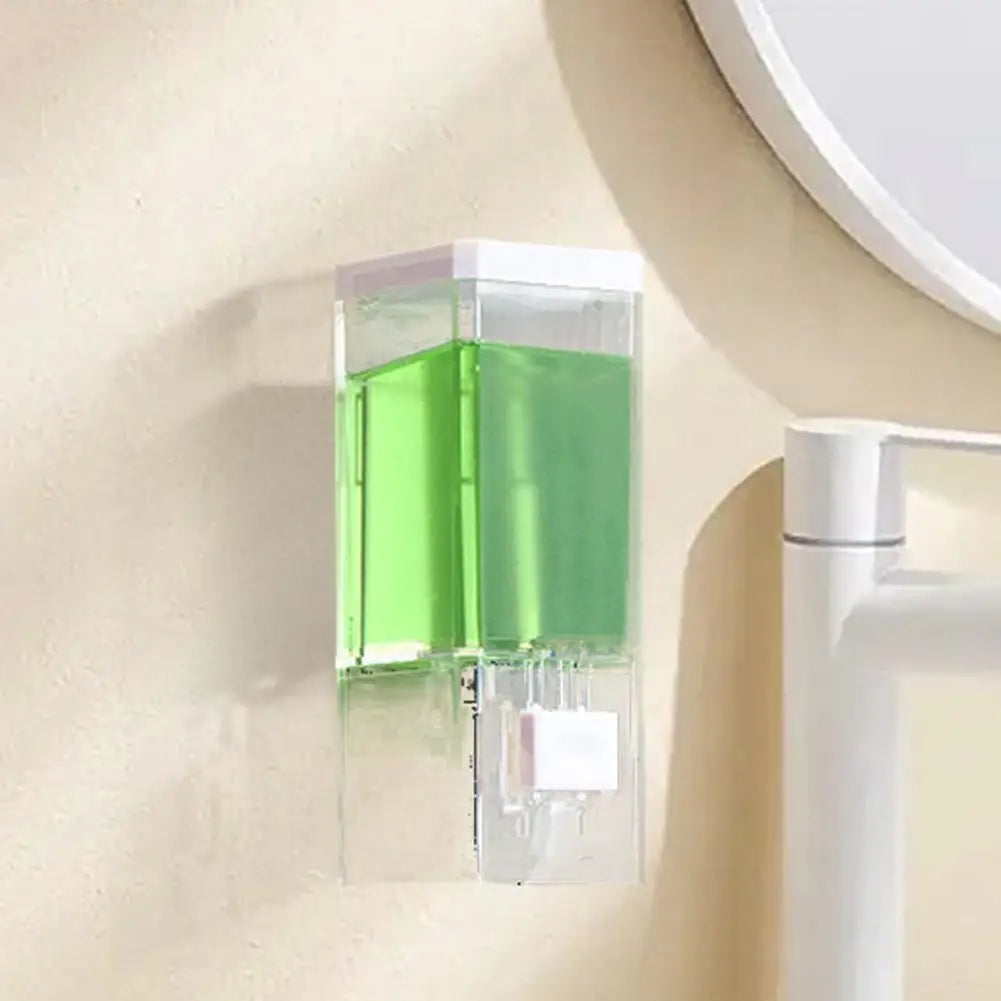 No Drill Wall Mounted Manual Press Soap Dispenser Transparent Soap Bottle Shampoo Dispenser for Bathroom Shower   JJ1587