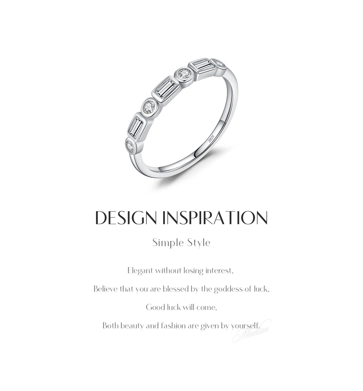 MODIAN 925 Sterling Silver Fashion Round Rectangle Dazzling Clear CZ Band Ring For Women Wedding Engagement Fine Jewelry