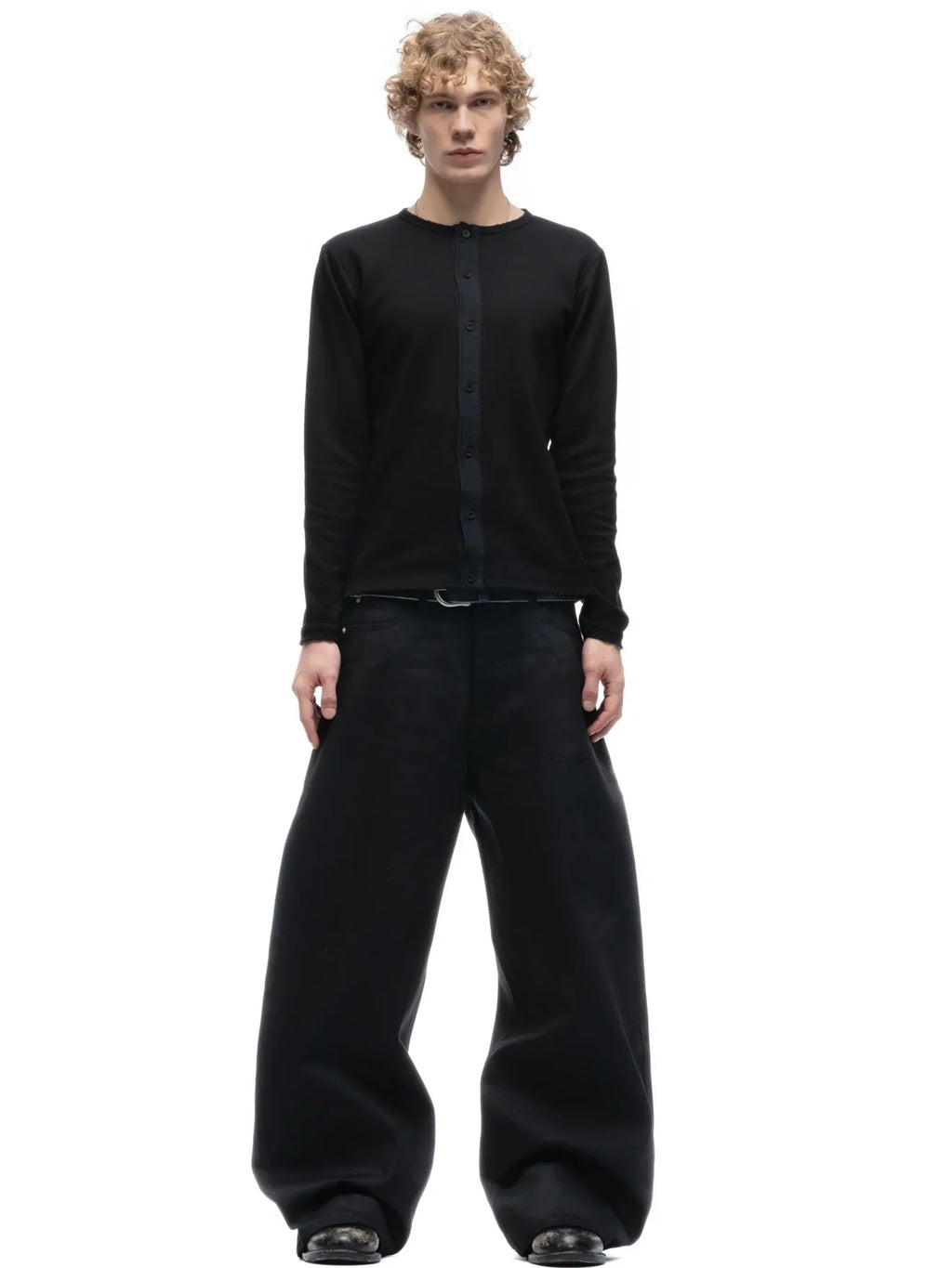 Black Raw Denim Jeans Baggy Pants Japanese Red Edge Raw Selvedge Fabric Straight Leg Men's Casual Trousers