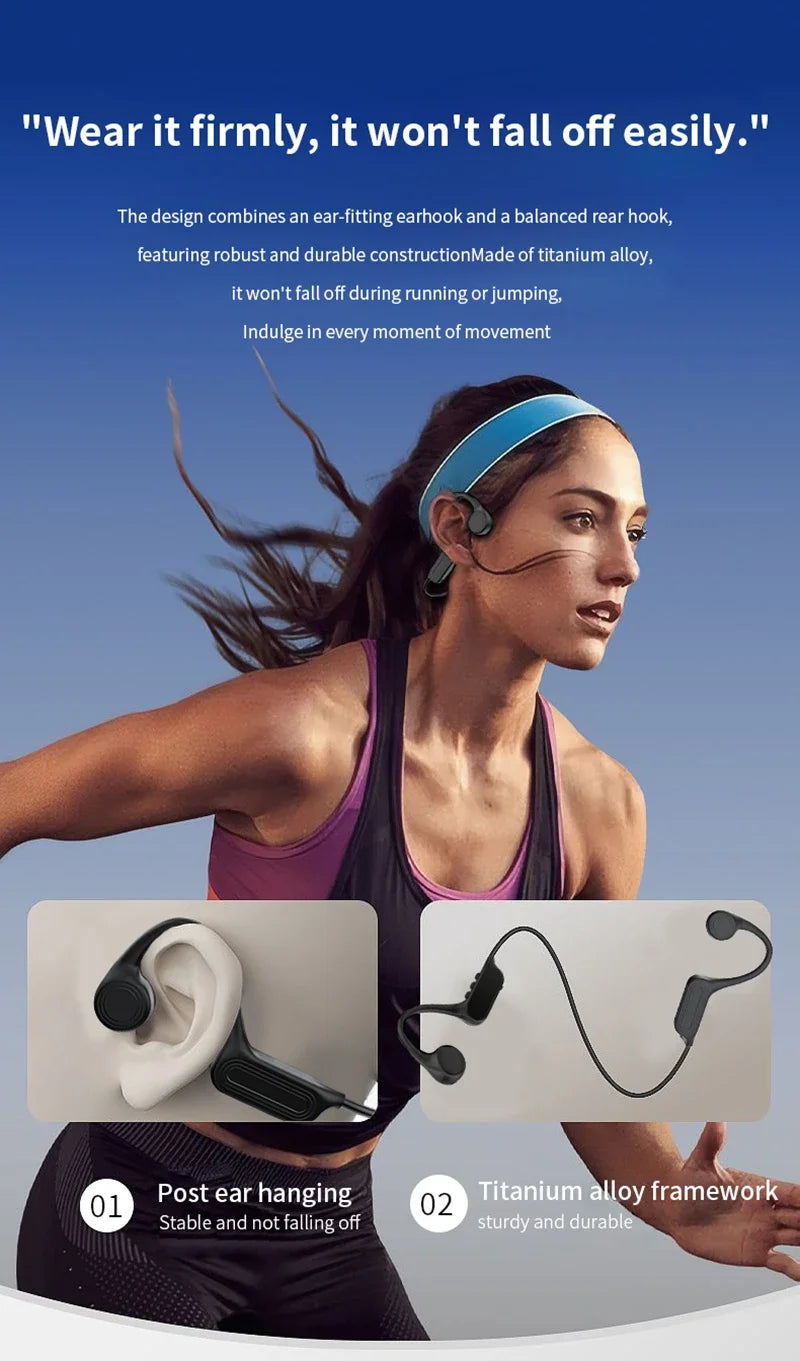 Bluetooth Wireless Bone Conduction Headphones Open Ear Headphones With Mic Waterproof Headphones For Sports Running