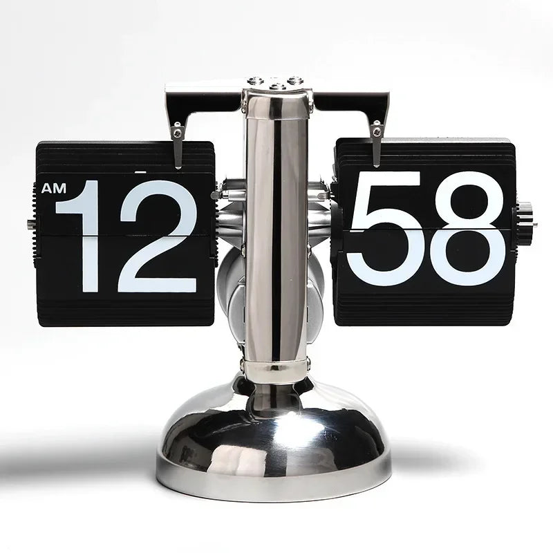 Household Minimalist Portable Automatic Page Turning Clock Retro Nordic Style Desktop Mechanical Page Turning Clock