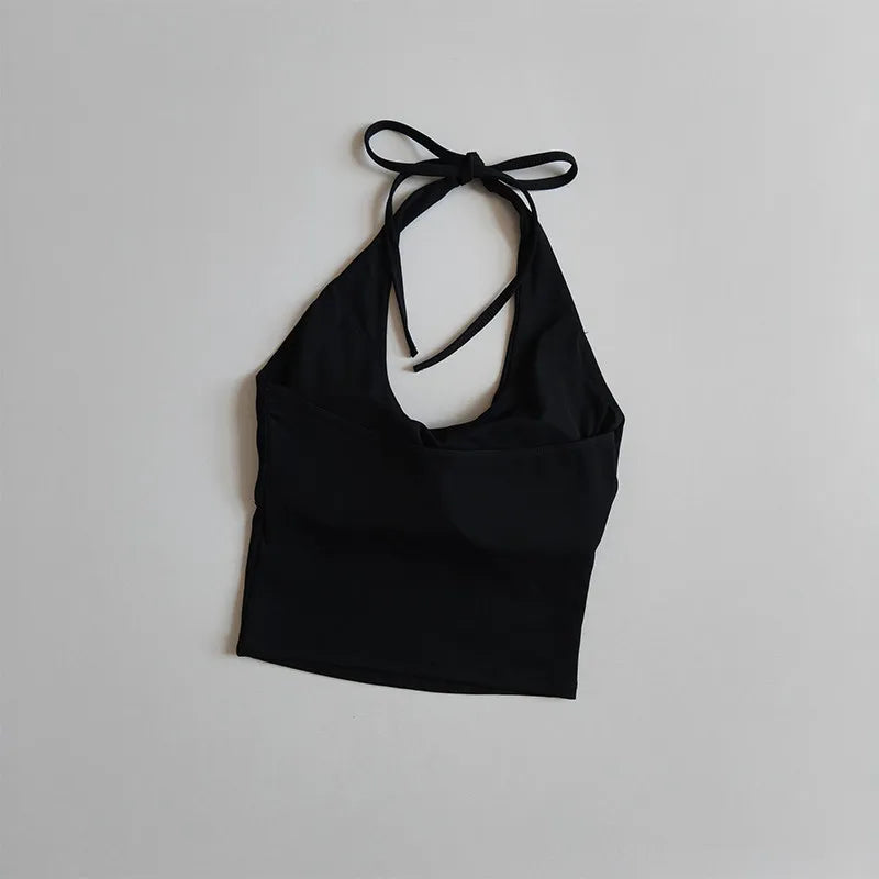 Women's Slimming Halter Neck Tube Top Yoga Vest One Cup Back Sling Fixed Gather Gym Outerwear for Summer Sexy Fitness Bras