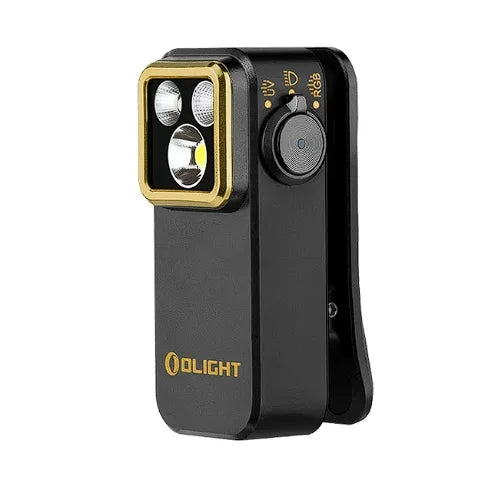 OLIGHT Oclip Pro S EDC Flashlight Clip-on Light, 600 Lumens Type-C Rechargeable with White LED, UV and RGB, Flash Lights