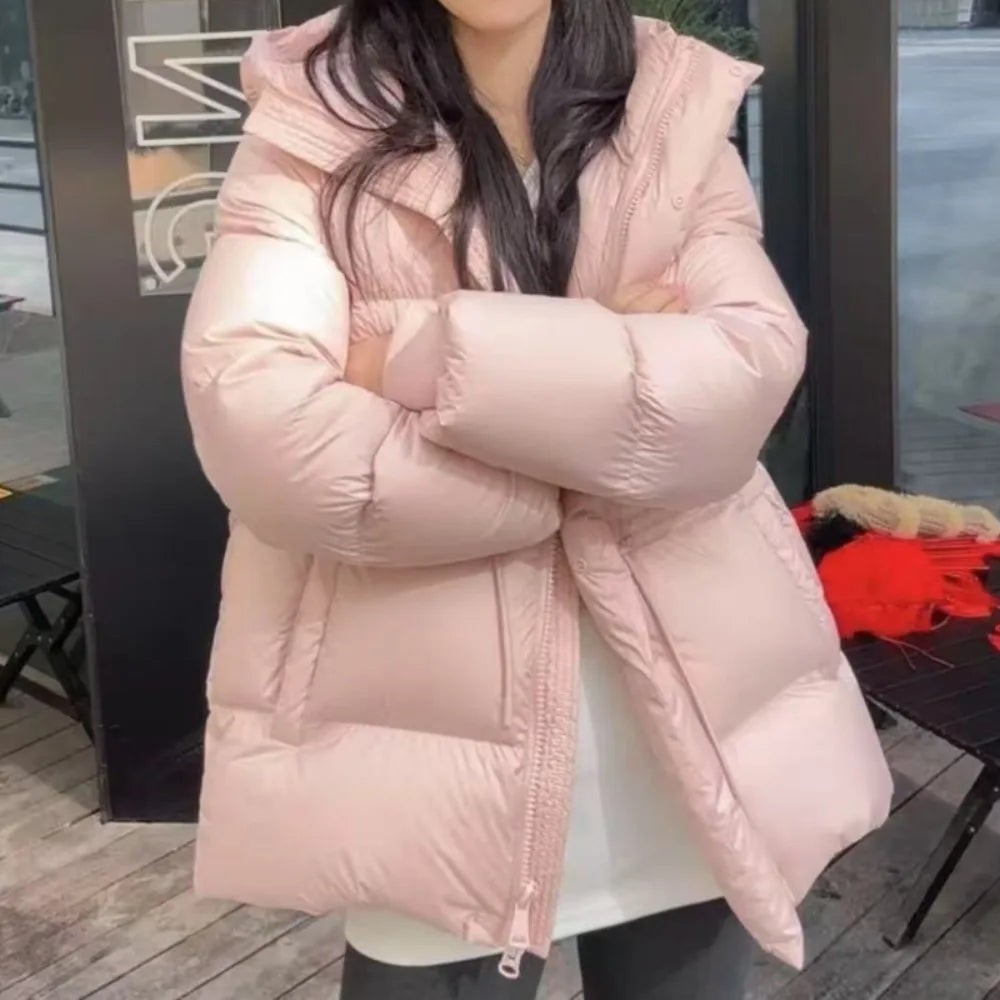 Neploe Hoody Drawstring Slim Waist Simple Parkas Small Fellow New Moda Warm Veste Femme Plaid Ruched Long Sleeve Loose Soft Coat