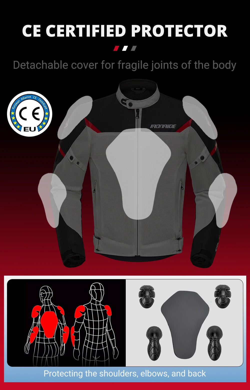 Men's Motorcycle Jacket Summer Clothing Anti-Collision Motorcycles Pants Motocross Off-road CE Protection Motocross Rider Coat