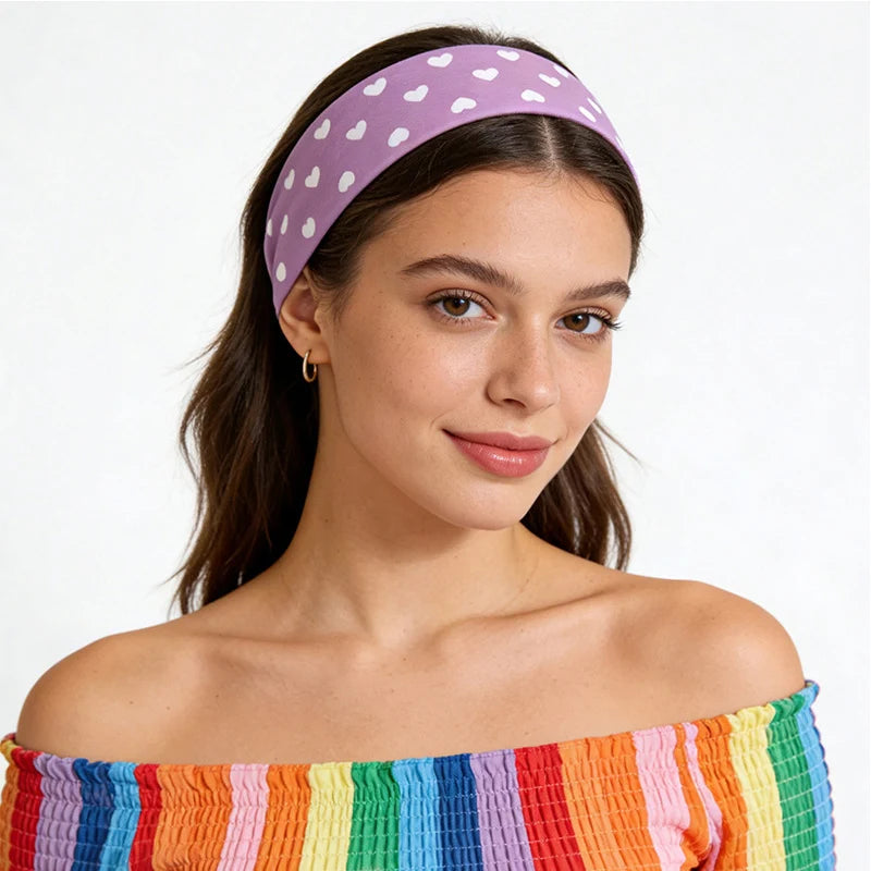Hot Sale! Polka Dot Yoga Elastic Headband Fashionable Travel Vacation Makeup Headband Sports Fitness Sweat-absorbent Hairband