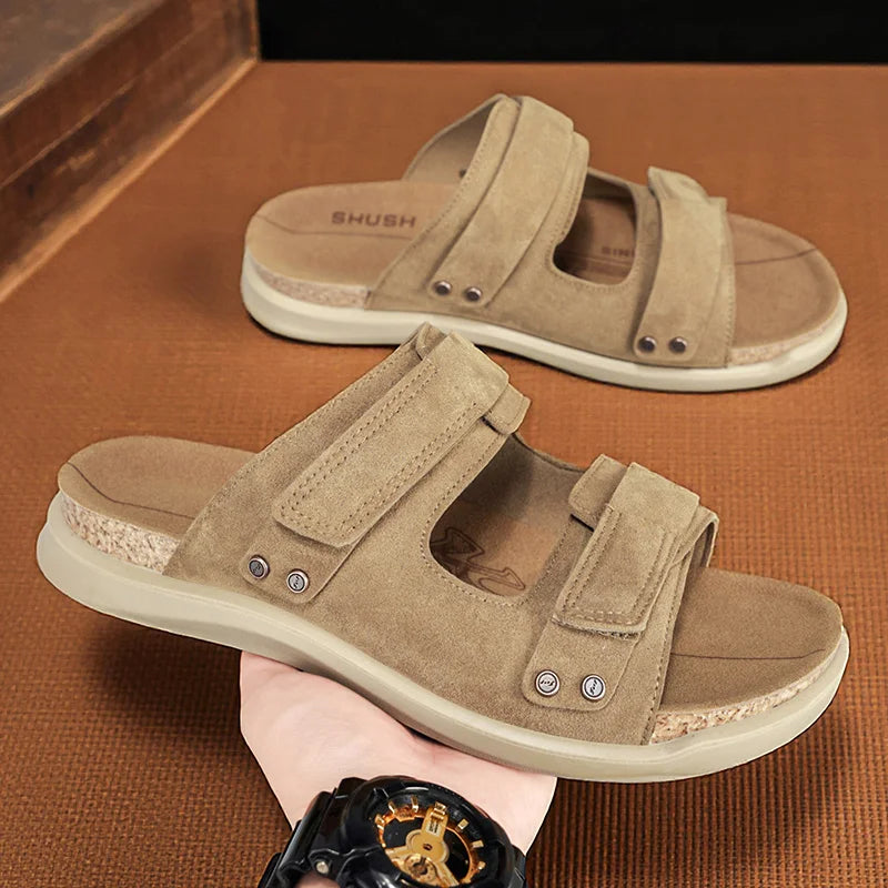 Men's Sandals Premium Comfortable Non-slip Brown Casual Outdoor Walking Beach Shoes For Adult