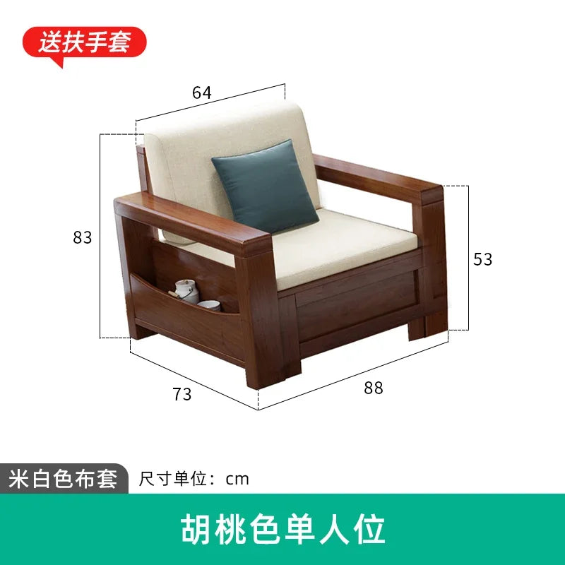 solid wood sofa simple modern living room winter and summer dual-purpose corner combination storage sofa