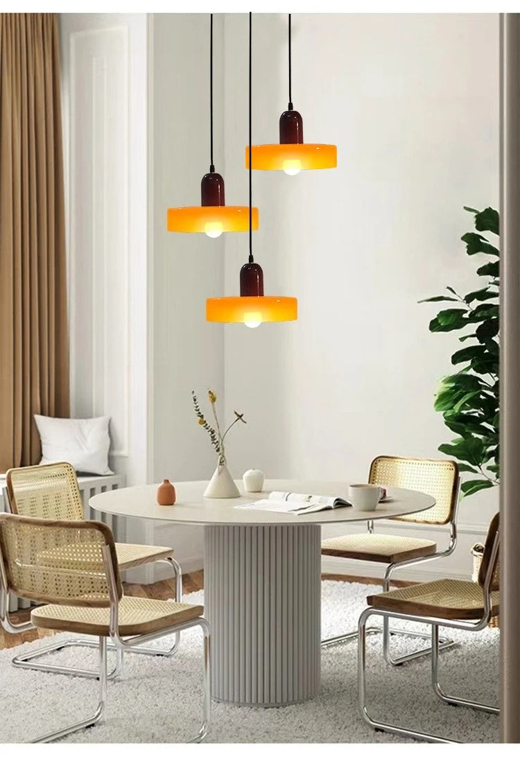 Japanese Bauhaus Glass Pendant Lights for Study Homestay Classical Atmosphere Ceiling Chandeliers LED Lamps Medieval Fixtures
