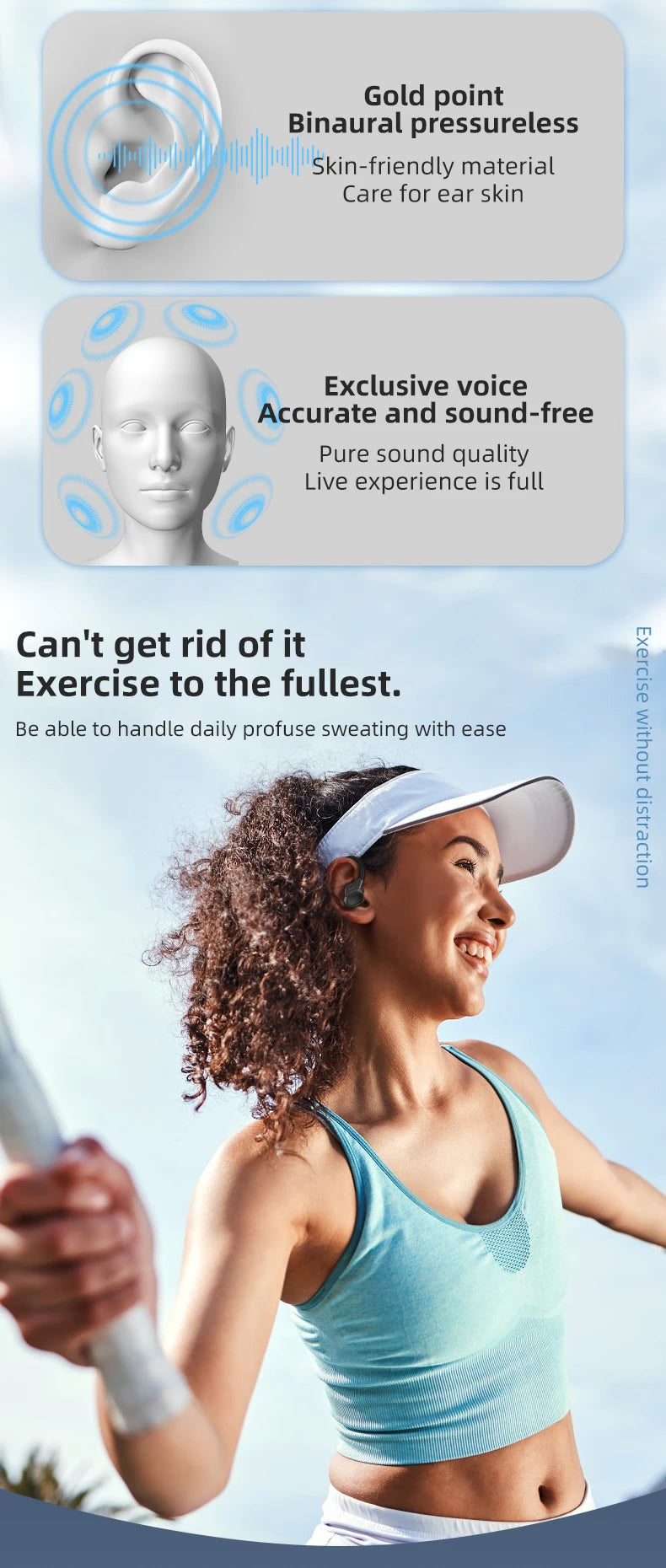 Original SP16 Sports Wireless Earphones over Ear Buds with Earhooks True Wireless Running In-Ear Headphones With Mic Otemkay