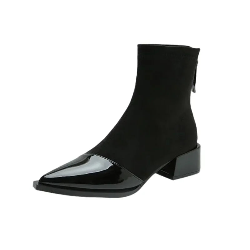 Women's 2026 New Autumn and Winter Fashion Retro Pointed Ankle Boots  French Temperament High Heels and Zipper Short Boots
