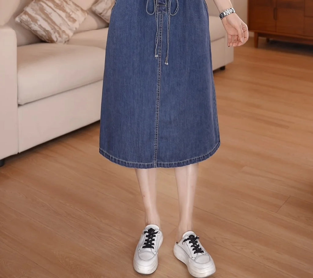 Denim Dress For women Summer 2026 New Female Single Breasted Short sleeved Slim Temperament Casual Dresses With pockets