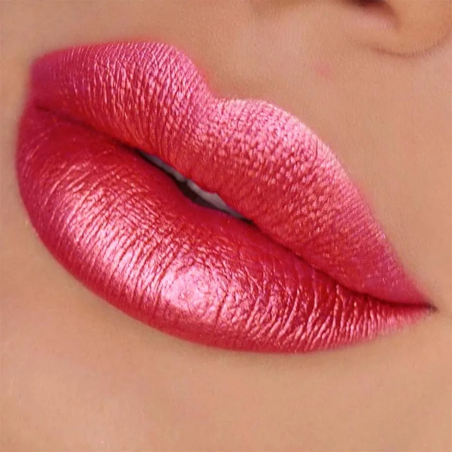 Red Metallic Lipstick Longlasting Glitter Lip Glaze Waterproof Lips Makeup Moisturize Luminous Liptint Shimmer Shiny Lipgloss