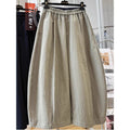 Women Elastic Waist Loose Wide Leg Cropped Casual Pants Lightweight Baggy Culottes