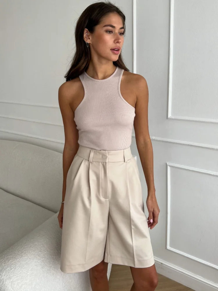 Summer New High Waist Shorts for Women Casual Loose Wide Leg Solid Shorts Female Short Pants Y2k Booty Shorts