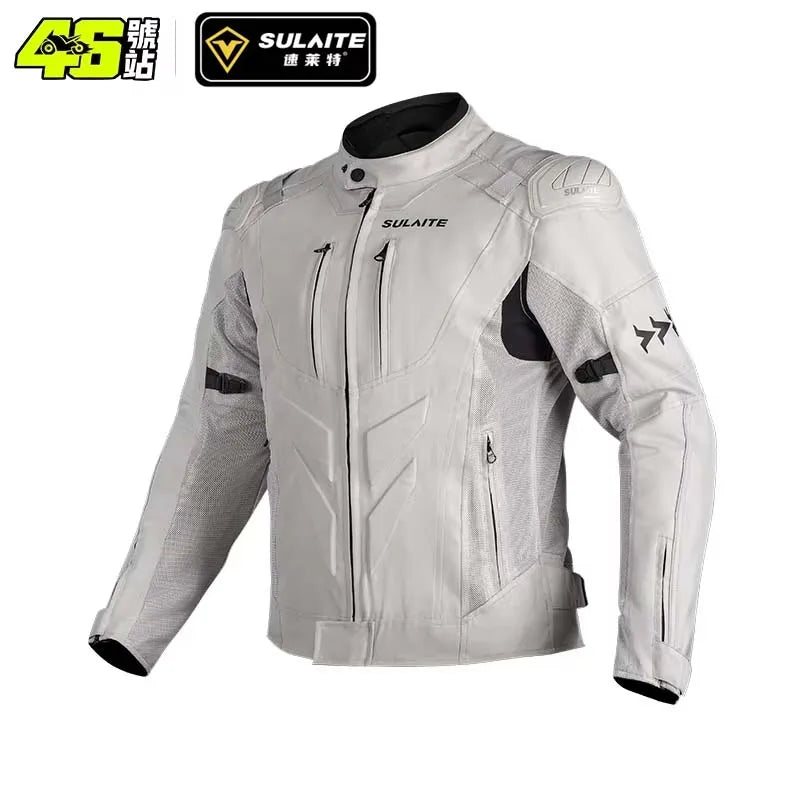 SULAITE Summer Motorcycle Jacket Suit Breathable Riding Gear Protective Racing Coat Motorbike Equipment for Men