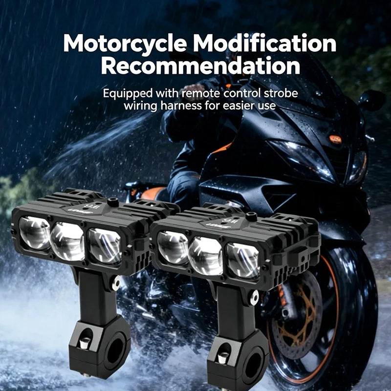 New Universal Auxiliary SpotLight Car Work Lights 3Lens Projector Grille Light Driving Light For Truck/Offroad/UTV/ATV 12/24V