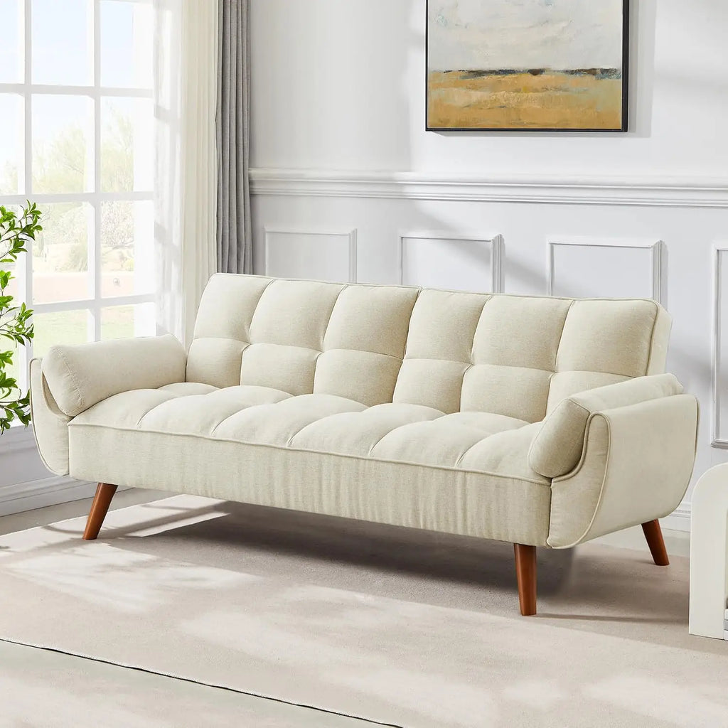 Modern Convertible Sleeper Sofa, 75" Twin Futon with Adjustable Split Backrest for Living Room Small Spaces, Grey, Customized