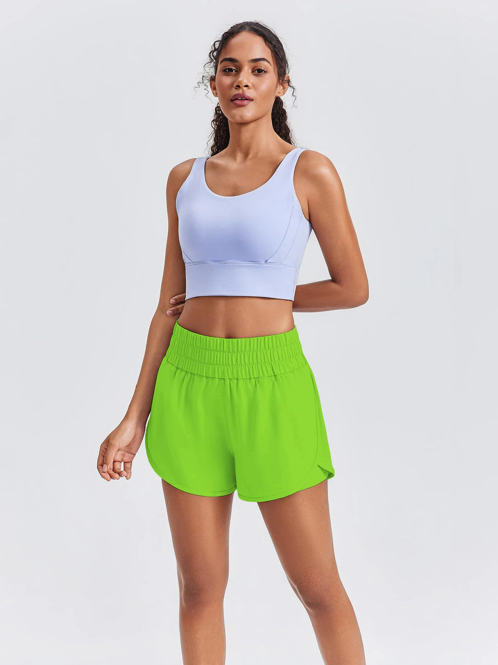 Women's High-Waisted Yoga and Running Fake Two-Piece Shorts with Anti-Exposure Design, Slimming Effect for Gym Use