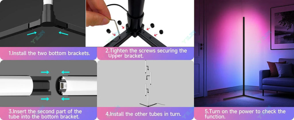 Reinforced Lamp Body 165cm Smart RGB LED Floor Lamp With Sunset Lamp APP Control Music Sync Color Change Standing Mood Light