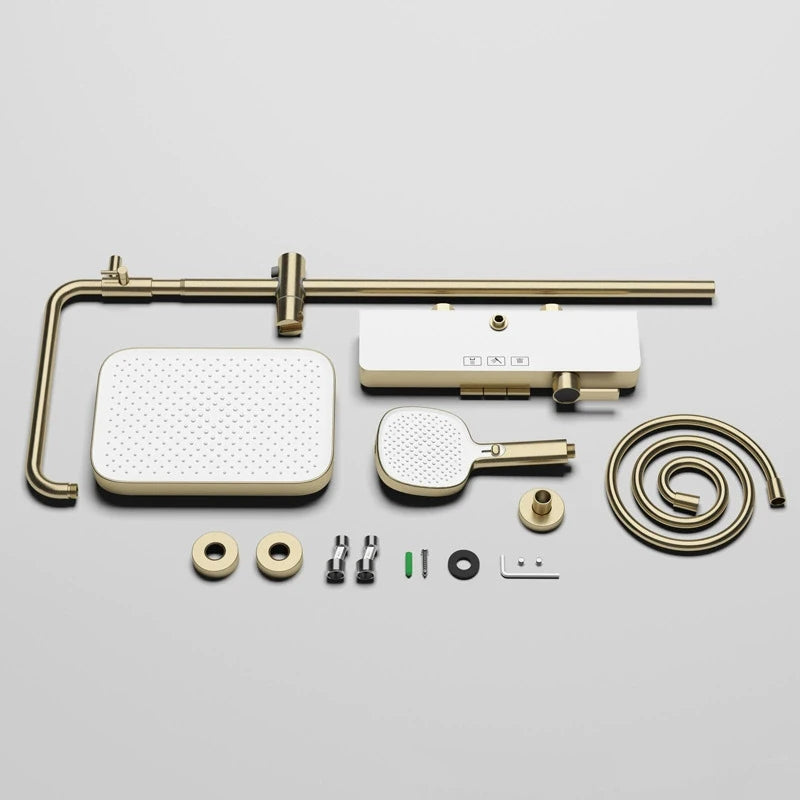 Orange Piano Bathroom Shower Set Waterfall Bathroom Mixer Faucets Rainfall Shower Head Hot Cold Piano Bathroom Shower System