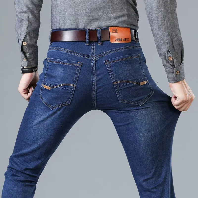 Men's Casual Straight Stretch Jeans 2026 Spring Autumn New Classic Blue Black Work Denim Trousers Fashion Male Brand Clothing