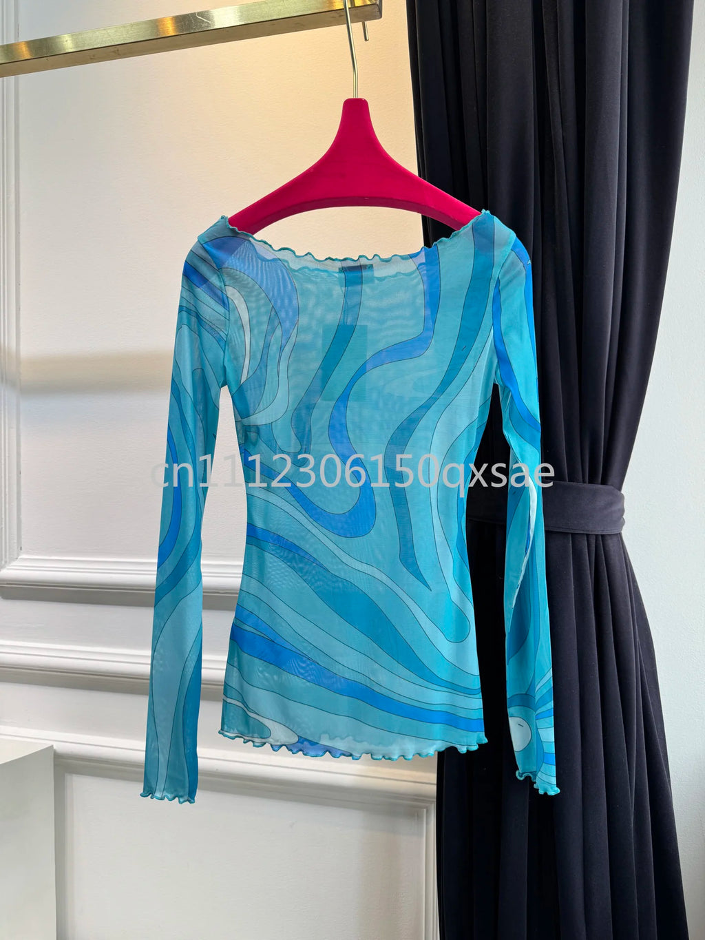 Fashion Design Women's Blue Mesh Dresses with Designer Signature Letter Logo Skirts Luxury Brand Women's Sexy Mesh Beachwear