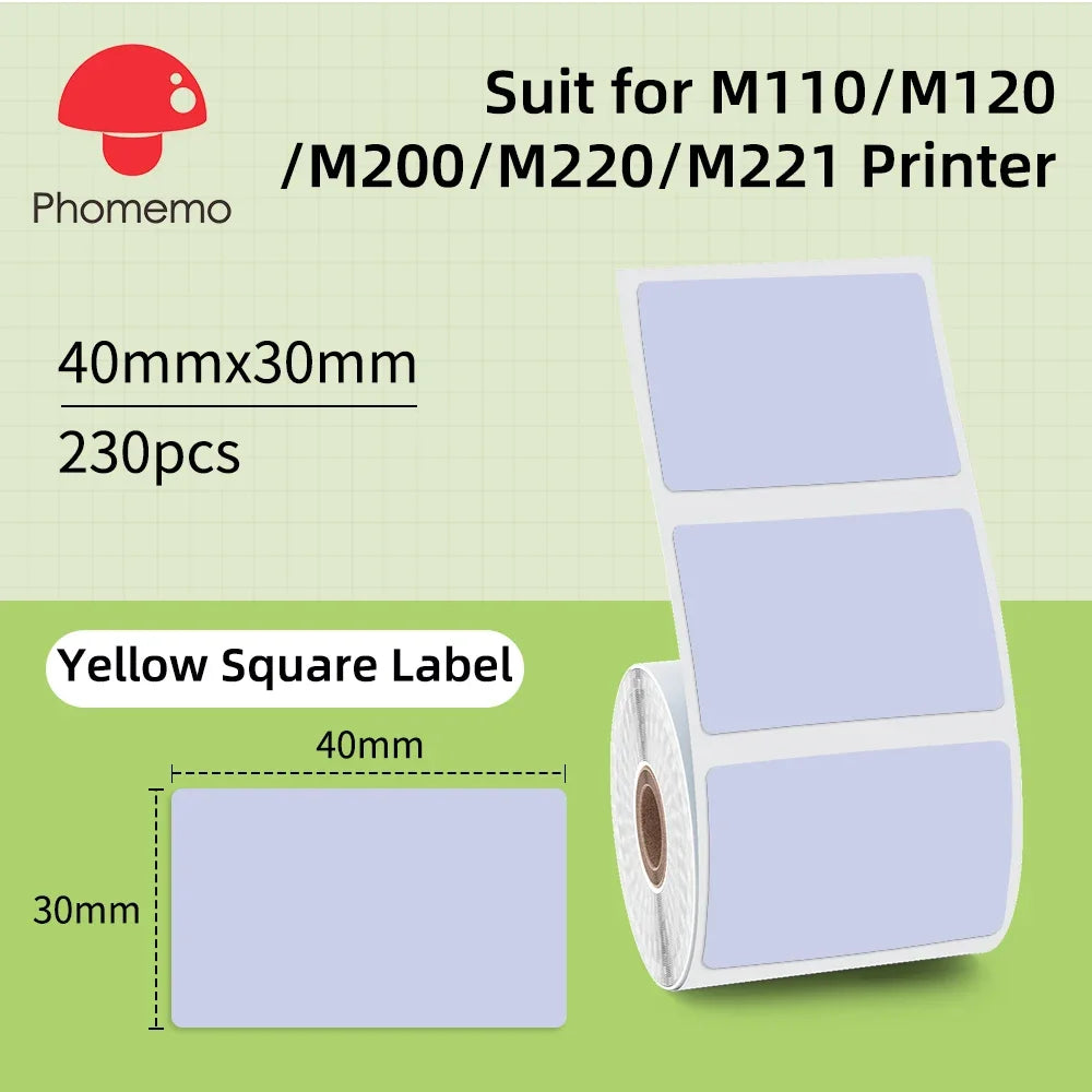 Label Sticker for Phomemo M110 M220 M221 M120 Mini Portable Printer 20-50mm Thermal Label Printer Stickers Pocket Labeling Maker